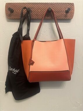 Botkier Two-Tone Peach & Orange Pebbled Leather Tote